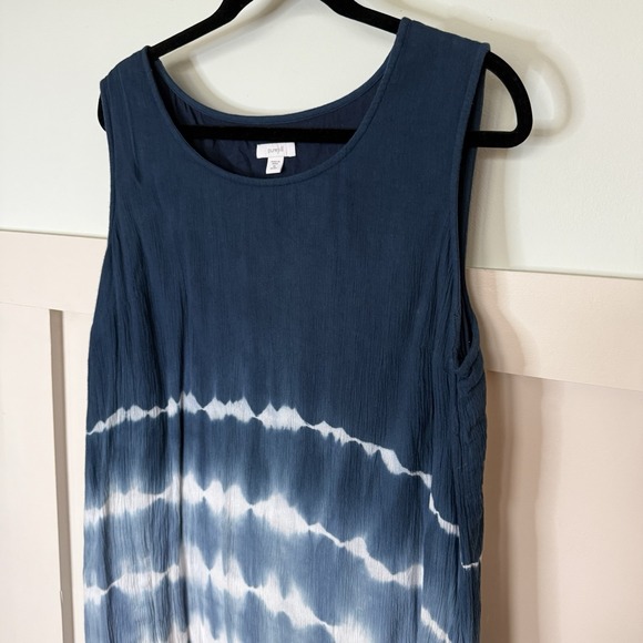 Pure Jill Tie Dye Dress XL Petite Blue Gray Stripe Cotton Beach Hippie Boho - Picture 2 of 8